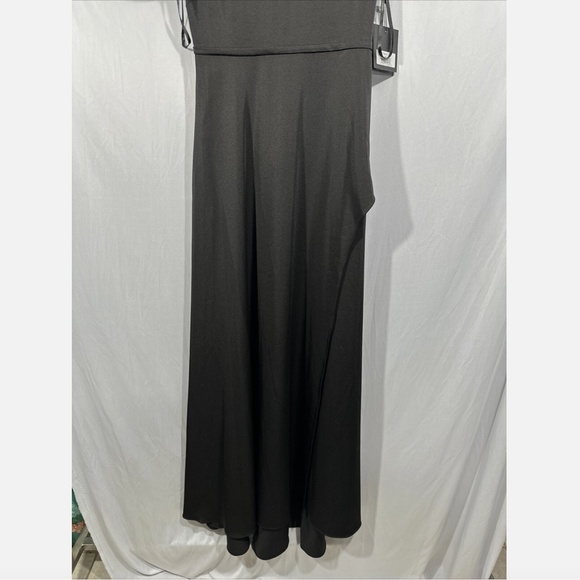 NWT $398 IEENA Mac Duggal [ 4 ] Asymmetric Beaded A-Line Gown‎ in Black #G1466 - Picture 6 of 16